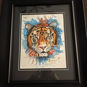 Vibrant AuburnTiger Art Print in Black Frame